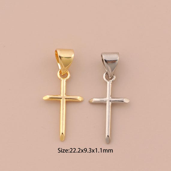 18K Gold Cross Charms,Religion Charms Pendants,Christian Charm for DIY Jewelry Making Supply