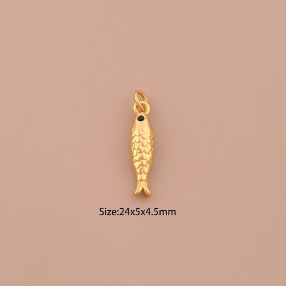 18K Gold Fish Charms,Marine Life Charms Pendants,Fish Charm for DIY Jewelry Making Supply