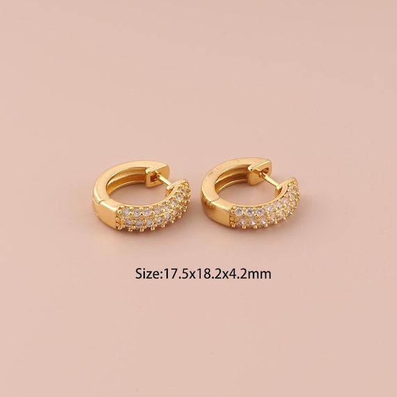 18K Gold Hoop Earrings,CZ Pave Hugging Hoop Earrings,Hoop Earrings,Hypoallergenic Hoop Earrings,Gift for Her