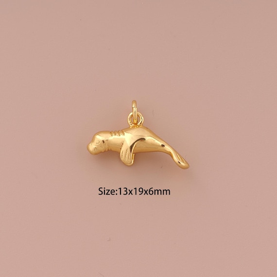 18K Gold Seal Charms,Sea Lion Charms Pendants,Manatee Charm for DIY Jewelry Making Supply