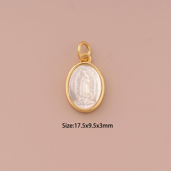 18K Gold Virgin Mary Charms,Fritillary Minimalist Charms Pendants,Catholic Charm for DIY Jewelry Making Supply