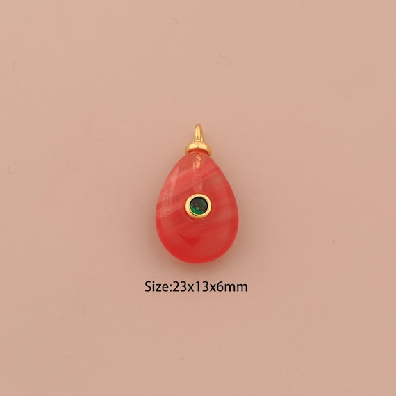 18K Gold Energy Stone Charms,Natural Stone Charms Pendants,Stone Charm for DIY Jewelry Making Supply