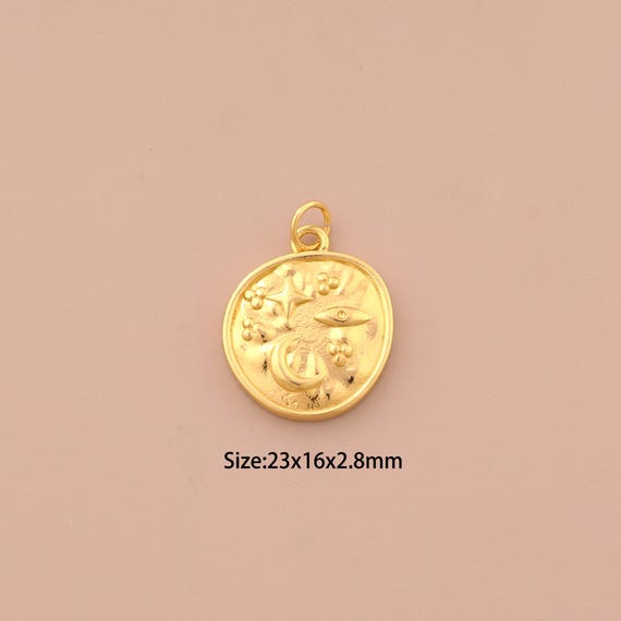 18K Gold Moon Charms,Star Charms Pendants,Evil Eye Charm for DIY Jewelry Making Supply