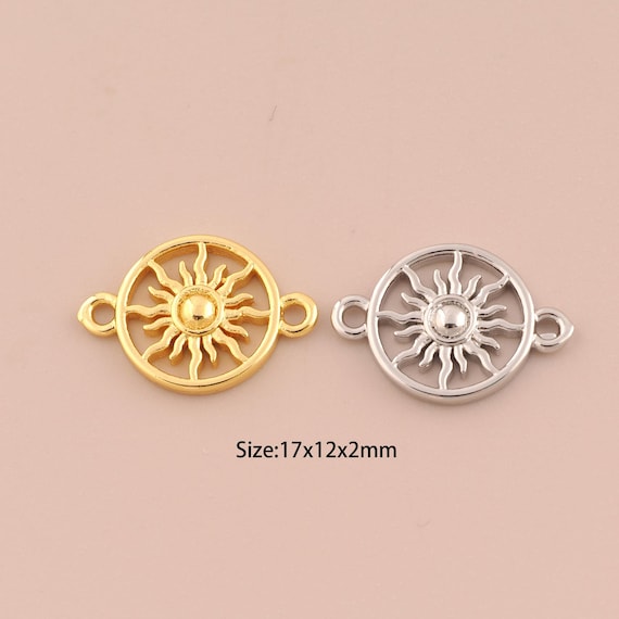 18K Gold Sun Connector,Minimalist Connector Charms,Round Connector for DIY Jewelry Making Supply