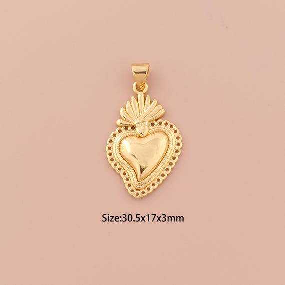 18K Gold Heart Charms,Minimalist Charms Pendants,Heart Charm for DIY Jewelry Making Supply