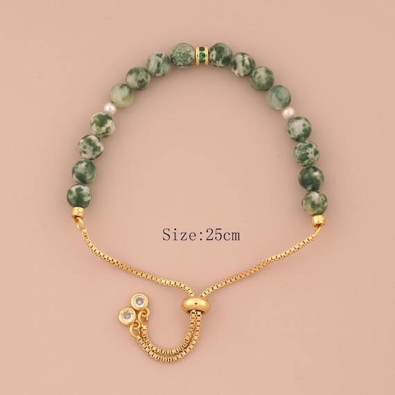 1 Str 18K Gold Opal Box Bracelet,Retractable Chain Bracelet,Gift for Her