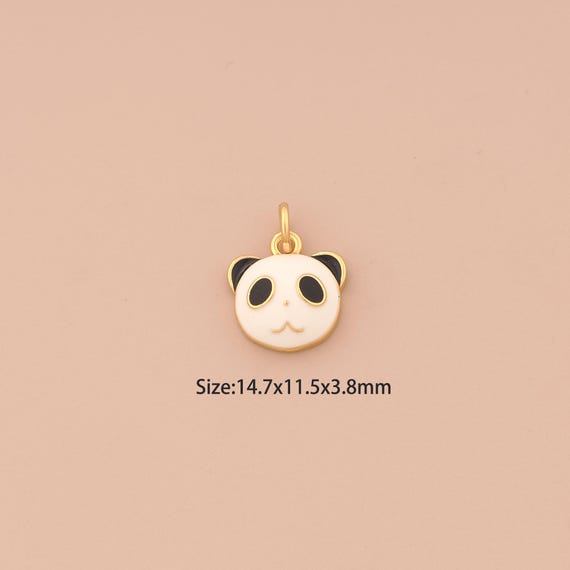 18K Gold Panda Charms,Animal Charms Pendants,Enamel Panda Charm for DIY Jewelry Making Supply