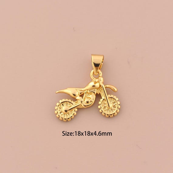 18K Gold Motorcycle Charms,Motorcycle Charms Pendants,Motorcycle Charm for DIY Jewelry Making Supply