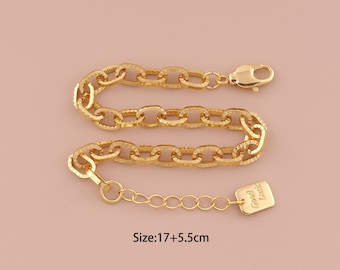 1 Str 18K Gold Cable Bracelet,Minimalist Bracelet,GOOD LUCK Bracelet,Gift for Her