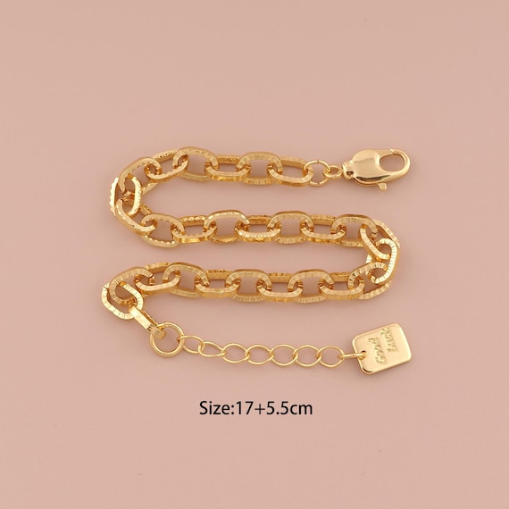 1 Str 18K Gold Cable Bracelet,Minimalist Bracelet,GOOD LUCK Bracelet,Gift for Her