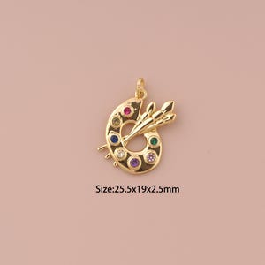 Pingentes de paleta de ouro 18K, pingentes minimalistas de pingentes CZ Pave, pingente de paleta para fabricação de joias DIY