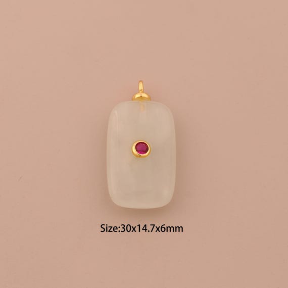 18K Gold Energy Stone Charms,Natural Stone Charms Pendants,Stone Charm for DIY Jewelry Making Supply