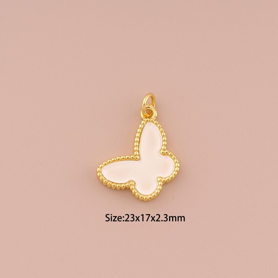 18K Gold Butterfly Charms,Enamel Minimalist Charms Pendants,Butterfly Charm for DIY Jewelry Making Supply