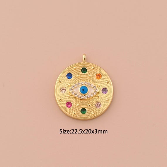 18K Gold Evil Eye Charms,Minimalist Charms Pendants,Devil Eye Charm for DIY Jewelry Making Supply