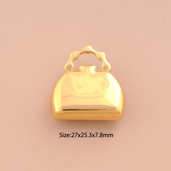 18K Gold Puffed Handbag Charms,Handbag Charms Pendants,Handbag Charm for DIY Jewelry Making Supply