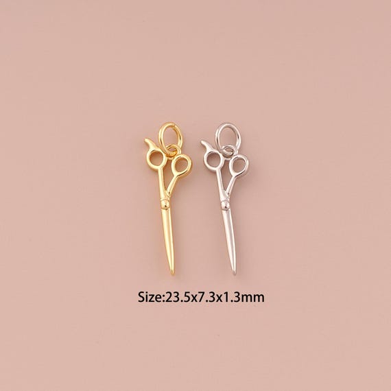 18K Gold Scissors Charms,Minimalist Charms Pendants,Scissors Charm for DIY Jewelry Making Supply