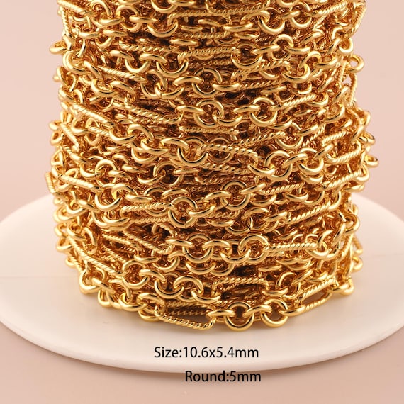 3.28 Feet 18K Gold Figaro Chain,Special Chain,Semi-Finished Chain for DIY Jewelry Making Supply