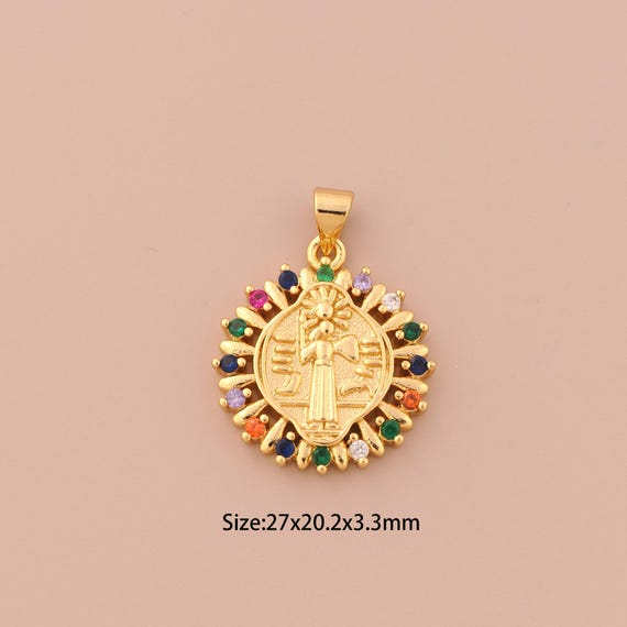 18K Gold Jesus Charms,CZ Pave Religious Charms Pendants,Christian Charm for DIY Jewelry Making Supply