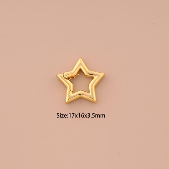 18K Gold Push Door Clasp,Star Clasp,Snap Clasp for DIY Jewelry Making Supply