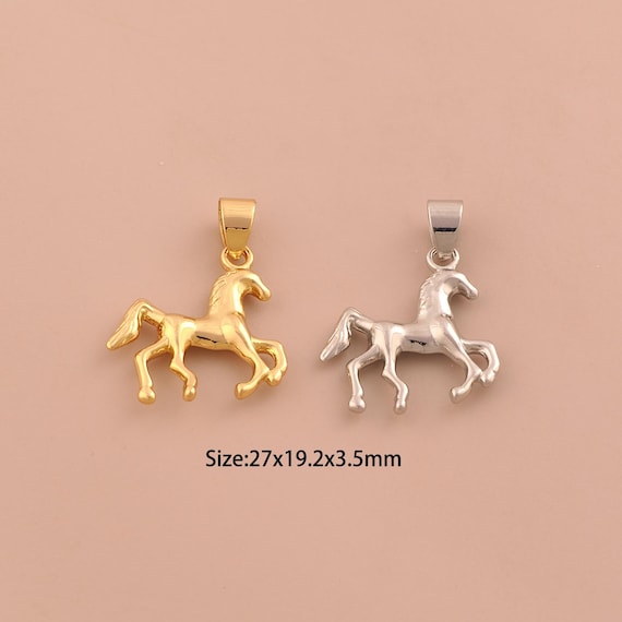 18K Gold Horse Charms,Animal Charms Pendants,Horse Charm for DIY Jewelry Making Supply
