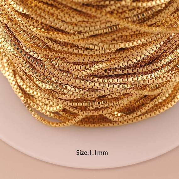 3.28 Feet 18K Gold Box Chain,Special Chain,Semi-Finished Chain for DIY Jewelry Making Supply