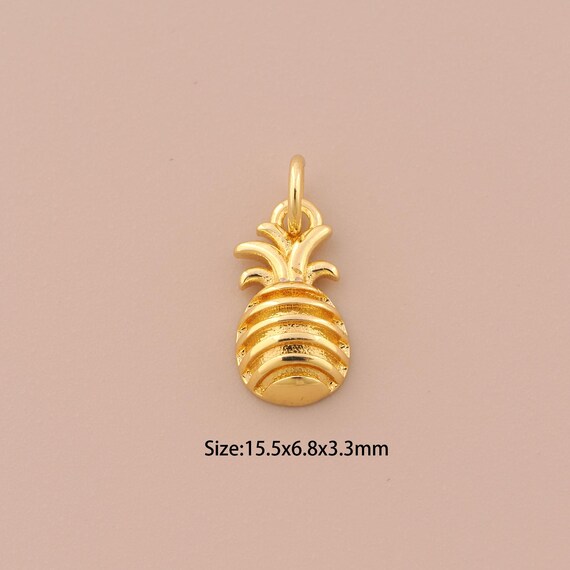 18K Gold Pineapple Charms,Fruit Charms Pendants,Pineapple Charm for DIY Jewelry Making Supply