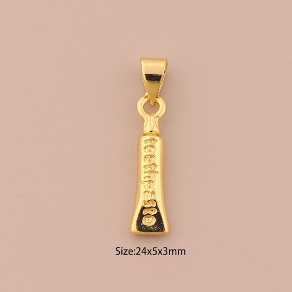 18K Gold Toothpaste Charms,Toothpaste Charms Pendants,Toothpaste Charm for DIY Jewelry Making Supply