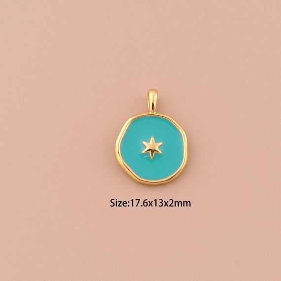 18K Gold Polaris Charms,Enamel Minimalist Charms Pendants,Polaris Charm for DIY Jewelry Making Supply