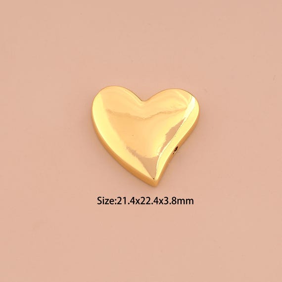 18K Gold Heart Spacer Bead,Love Bead,Heart Bead for DIY Jewelry Making Supply