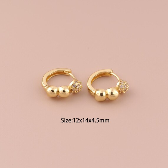 18K Gold Ball Earrings,CZ Pave Hugging Hoop Earrings,Hoop Earrings,Hypoallergenic Hoop Earrings,Gift for Her