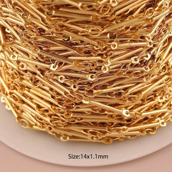 3.28 Feet 18K Gold Stick Chain,Special Chain,Semi-Finished Chain for DIY Jewelry Making Supply