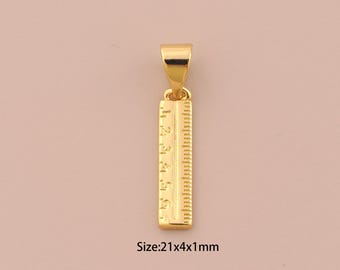 18K Gold Ruler Charms,Ruler Charms Pendants,Ruler Charm for DIY Jewelry Making Supply