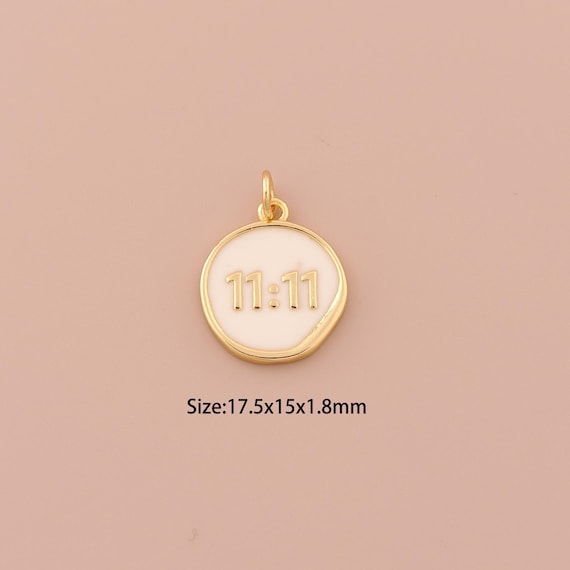 18K Gold Digital Charms,Enamel Minimalist Charms Pendants,Time Charm for DIY Jewelry Making Supply