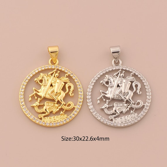 18K Gold Knight Charms,CZ Pave Knight Charms Pendants,Knight Charm for DIY Jewelry Making Supply