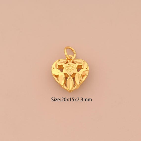 18K Gold Heart Charms,David Star Charms Pendants,Jewish Star Charm for DIY Jewelry Making Supply