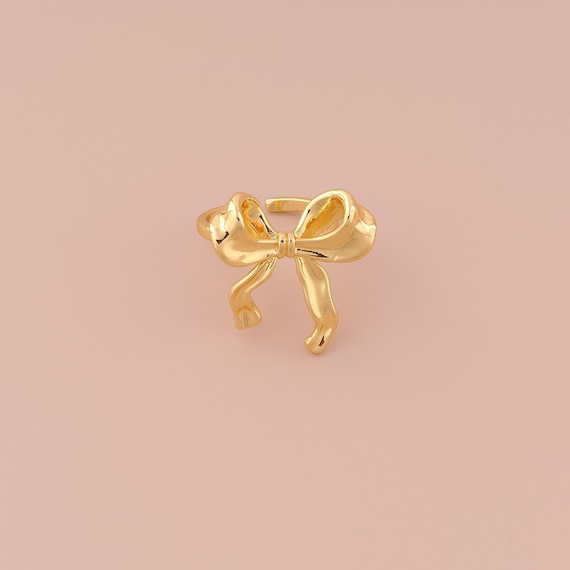 18K Gold Open Rings,Bow Rings,Thin Gold Rings for DIY Jewelry Making Supply