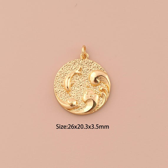 18K Gold Fish Charms,Minimalist Charms Pendants,Fish Charm for DIY Jewelry Making Supply