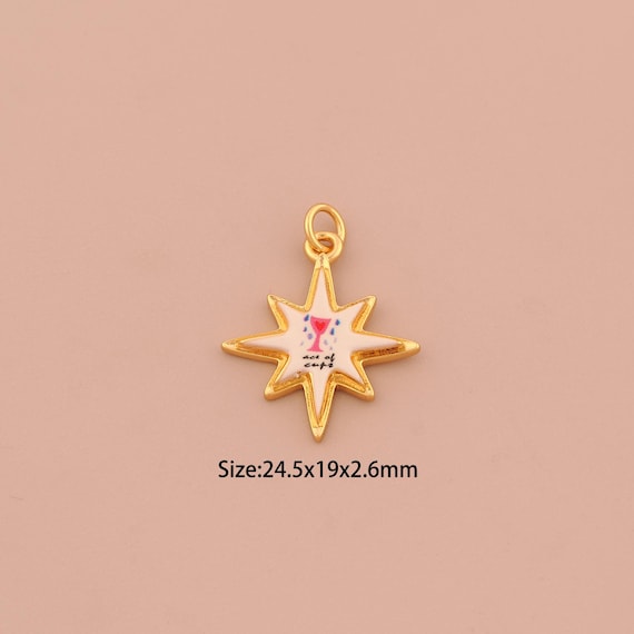 18K Gold Sun Charms,Enamel Goblet Charms Pendants,Sunburst Charm for DIY Jewelry Making Supply