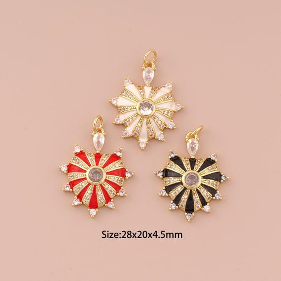 18K Gold Heart Charms,CZ Pave Minimalist Charms Pendants,Heart Charm for DIY Jewelry Making Supply