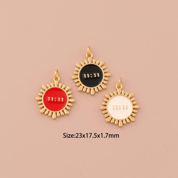 18K Gold Time Charms,Enamel Minimalist Charms Pendants,Sun Charm for DIY Jewelry Making Supply