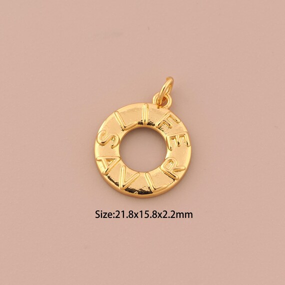 18K Gold Round Charms,Letter Charms Pendants,Round Charm for DIY Jewelry Making Supply