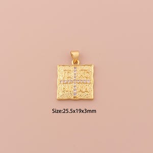 18K Gold Orthodox Cross Charms,CZ Pave Minimalist Charms Pendants,ICXCNIKA Charm for DIY Jewelry Making Supply