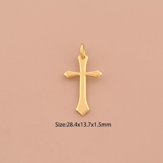 18K Gold Cross Charms,Religious Charms Pendants,Christian Charm for DIY Jewelry Making Supply