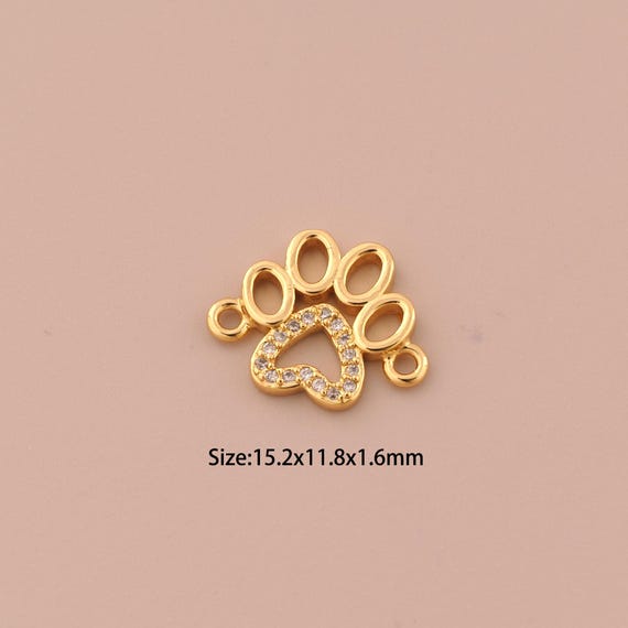 18K Gold Animal Foot Connector,CZ Pave Foot Connector Charms,Animal Connector for DIY Jewelry Making Supply