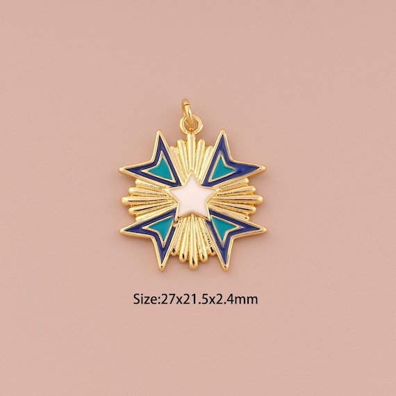 18K Gold Star Charms,Enamel Minimalist Charms Pendants,Star Charm for DIY Jewelry Making Supply