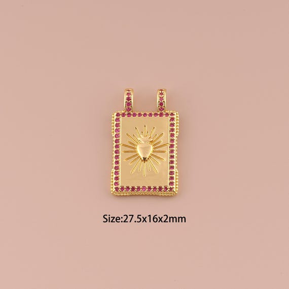 18K Gold Carrot Charms,CZ Pave Minimalist Charms Pendants,Square Charm for DIY Jewelry Making Supply