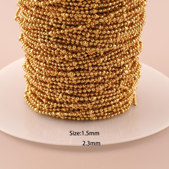 3.28 Feet 18K Gold Ball Chain,Special Chain,Semi-Finished Chain for DIY Jewelry Making Supply
