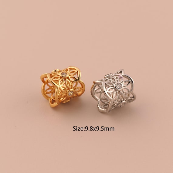 18K Gold Flower Spacer Bead,Minimalist Bead,Large Hole Bead for DIY Jewelry Making Supply