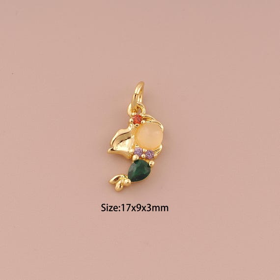 18K Gold Mermaid Charms,CZ Pave Minimalist Charms Pendants,Mermaid Charm for DIY Jewelry Making Supply