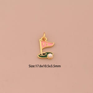 18K Gold Golf Charms,Enamel Sports Charms Pendants,Golf Charm for DIY Jewelry Making Supply